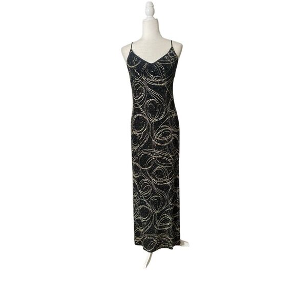 Y2K Black Glitter Maxi Formal Dress – Size 8 - Picture 1 of 8